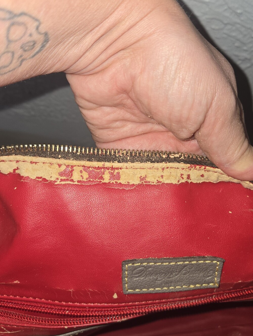 Dooney & Bourke Taupe and Black Leather Hobo Shoulder Bag - Picture 12 of 14